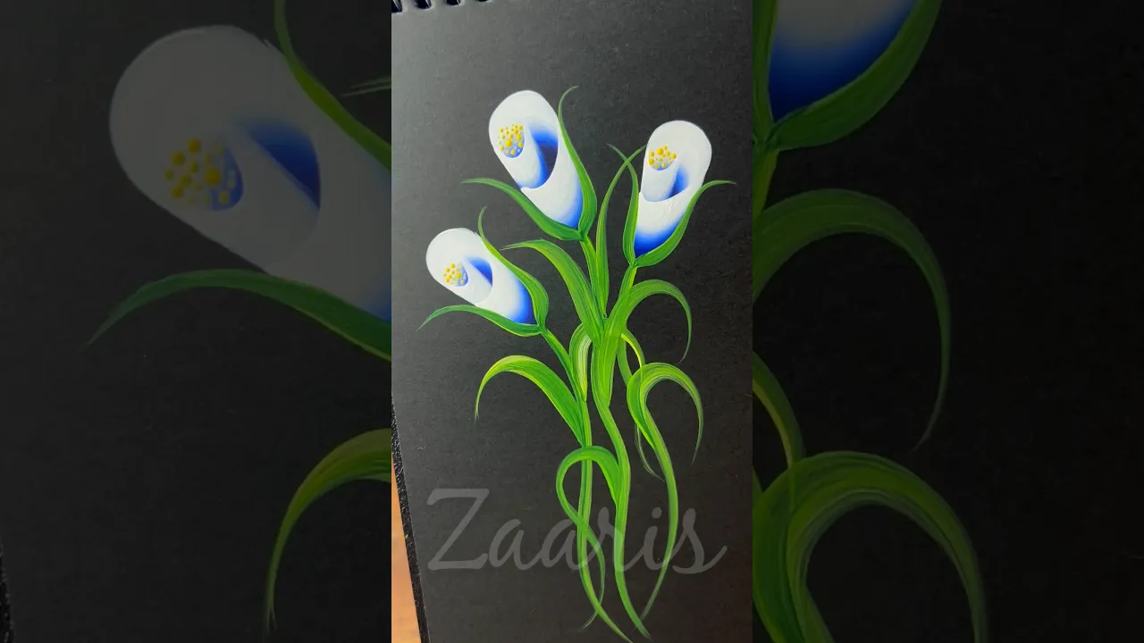 168 💙BLUE flower painting using acrylic paints 🖌️🎨 #shorts #brushstrokes #blue #viral #art #drawing