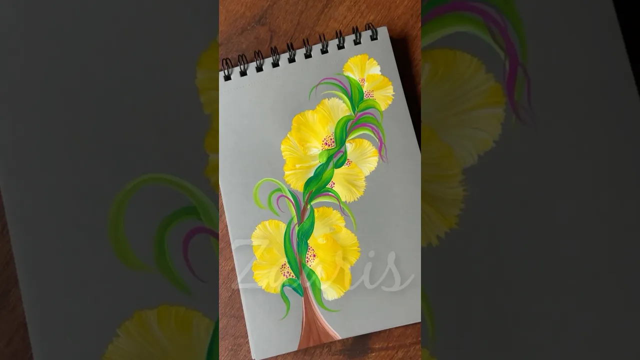 1142 🌼💛🎊🎨🌿💯🌺🫶Beautiful YELLOW Flowers bunch painting using acrylic paints 🎨🫶🌼💛🌿🌺✨ #shorts
