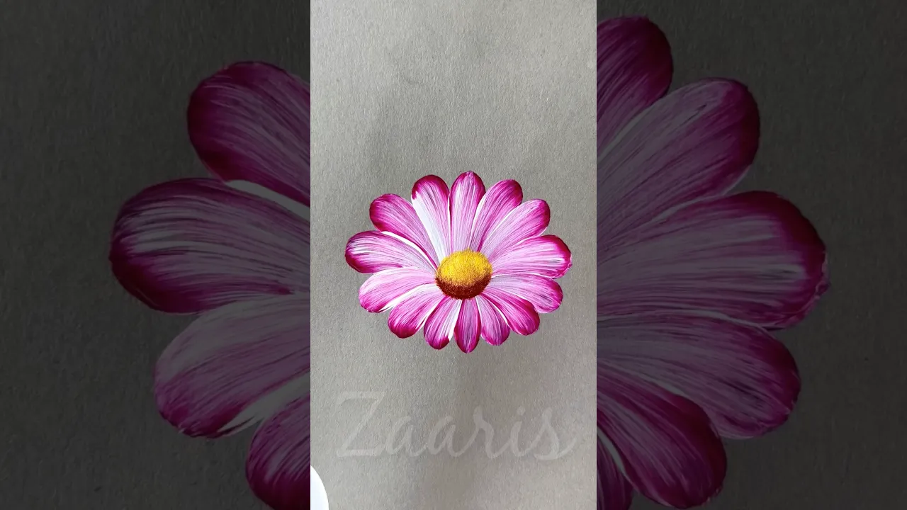 183 💖🌿One Stroke painting ❣️PINK Flower acrylic painting❤️🌹🎨 #shorts #art #pink #painting #viral