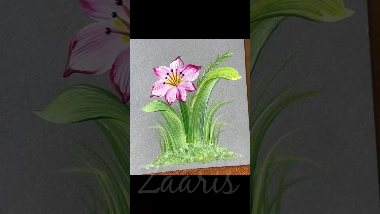 140 PINK flower🌸 acrylic🖌️🎨idea👌 #shorts #pink #art #acrylicpaints # #flowers #viral #trendtopic