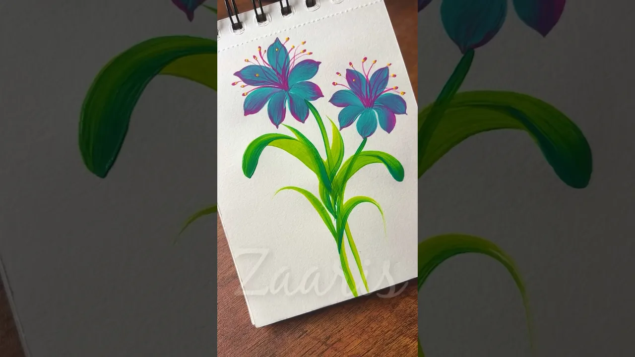 967 🩵🩷💯🌿EASIEST flower painting using acrylic paints 🎨🩷🌸💖 #flowerpainting #shorts #art