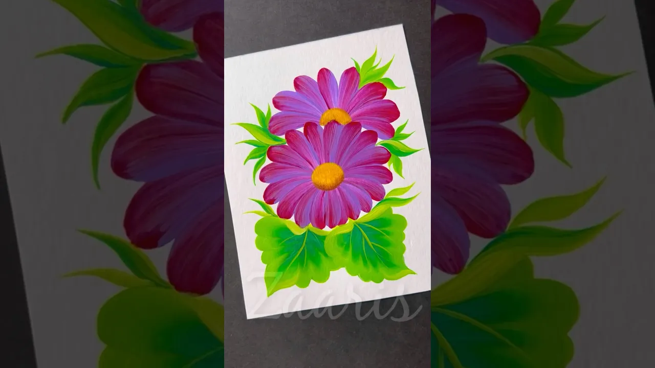 962 💖🎨🫶🌿Beautiful flower painting using acrylic paints 🎨💖💜 #flowerpainting #shorts #art