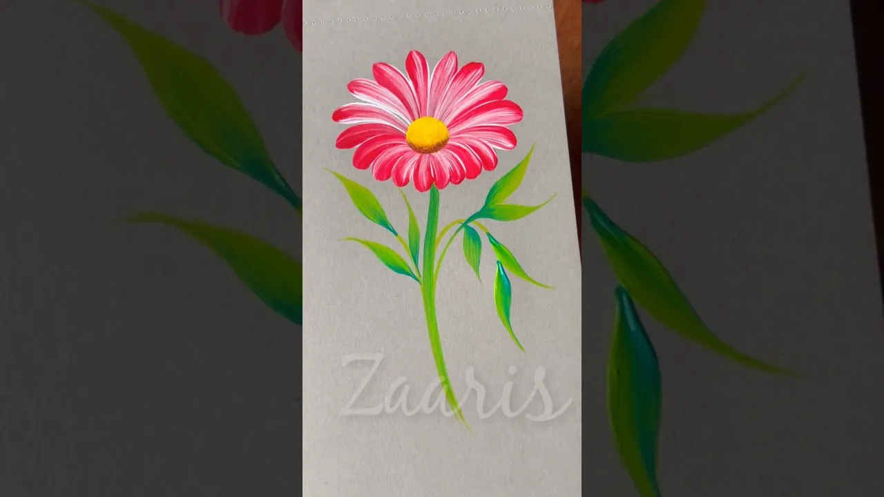 1031 ❤️🌺🎨🌿Simple rounf brush RED flower painting using acrylic 🎨 ❤️💯 #flowerpainting #shorts #art