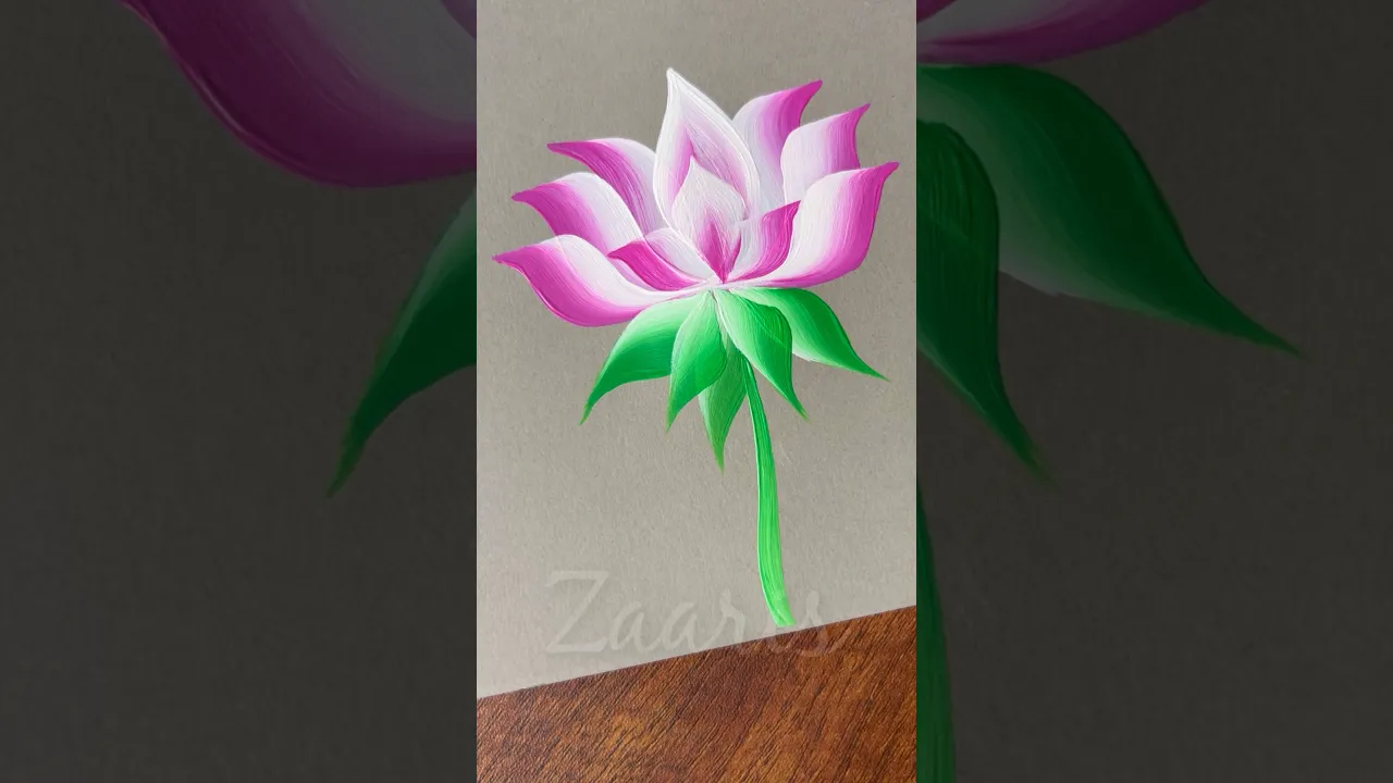1183 🪷🌸💯🎨💛🌿💖Easy PINK FLOWER painting, using acrylic paints 🎨🪷🌸🌿💯💖🎉🎊 #shorts