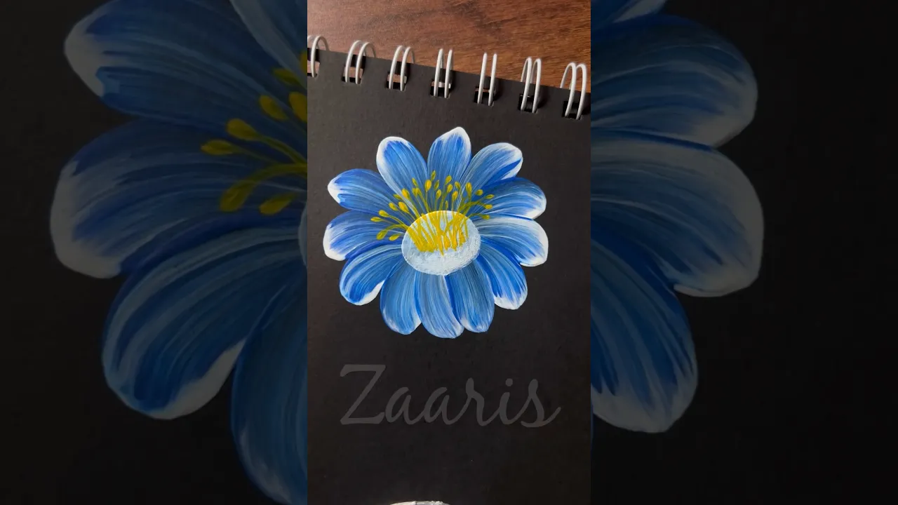 893 💙🤍🫶💯Simple flower painting using acrylic paints🎨💙🤍💯 #flowerpainting #shorts #art