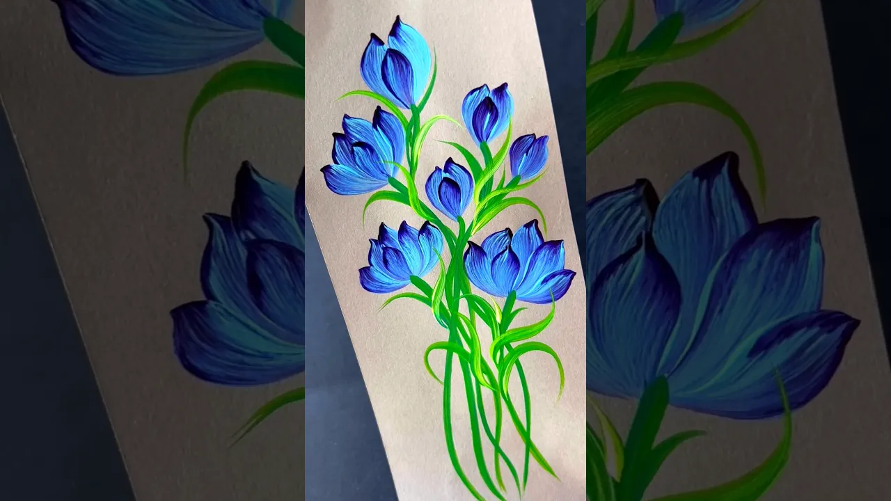 458 💙🩵Acrylic flowers, one stroke at a time 🎨🫶🏻🖌️🎨 #shortsfeed #painting #flowerart #shortsviral