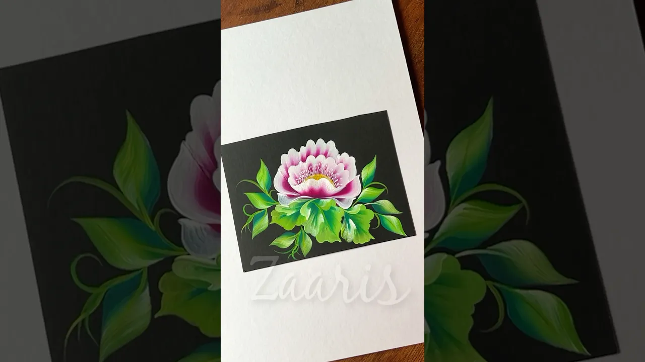 1153 🌸🌺💯🫶🎨🌿Beautiful ONESTROKE PINK Flower painting, using acrylic paints 🎨🌸🌺🫶🌿🎉💖 #shorts