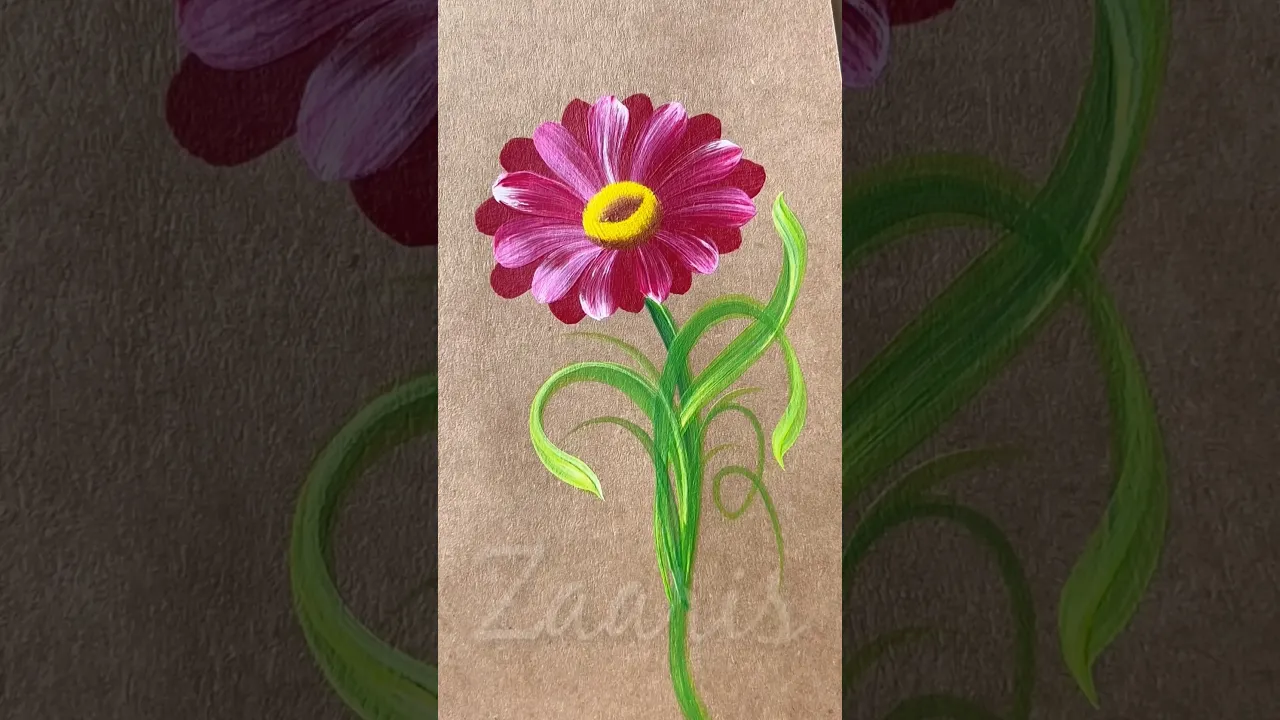 270 How to paint a FLOWER with acrylic paints 🖌️🎨👌 #shorts #acrylicpaintingtechniques #acryliclesson