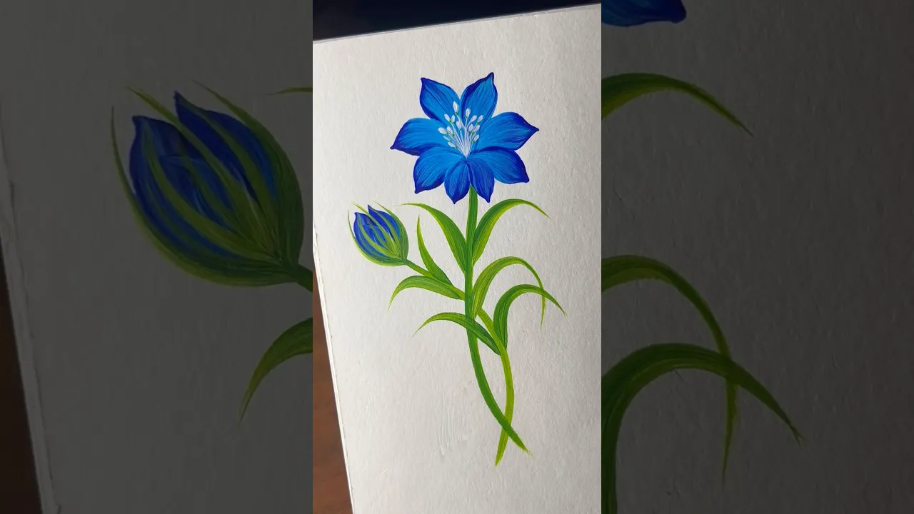129 💙BLUE flowers beginner friendly painting using acrylic🖌️🎨 #shorts #viral #blue #beginnerfriendly