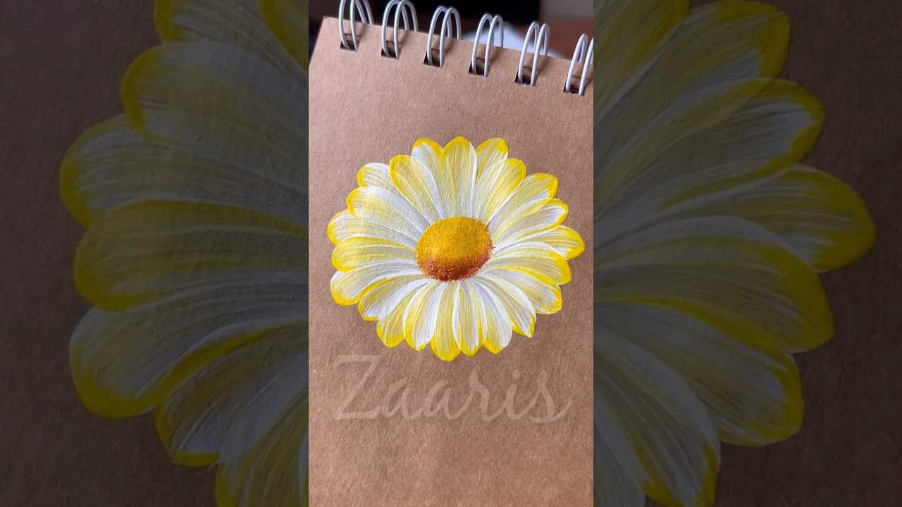 1095 💛🎨💯🌼🌿 Super easy YELLOW flower painting using acrylic paints 🎨💯🌼🫶💛🌿🎉 #shorts