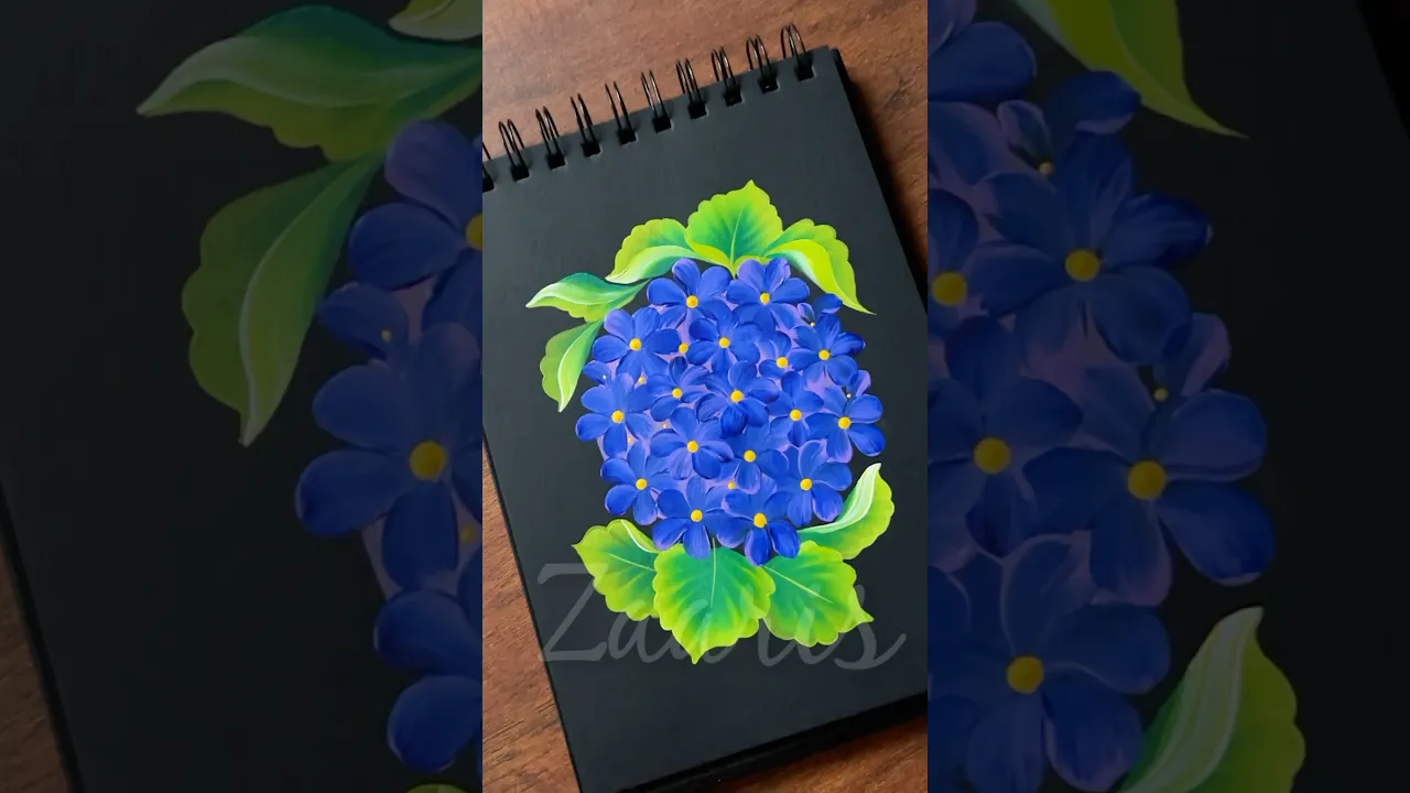 912 💙🩷Beautiful HYDRANGEAS flowers painting using acrylic 🎨💯🫶🌺💙 #flowerpainting #shorts #art