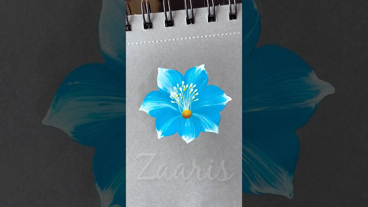 156 🖌️🎨🩵FLOWER painting ｜Beginner ART ❣️💯 #shorts #art #beginners #viral #flowers