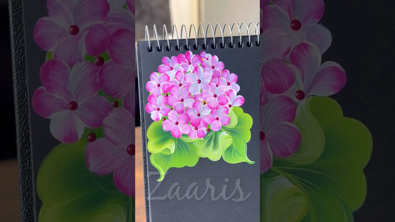209 🌸One Stroke painting 💯PINK Flowers bunch acrylic 🖌️🎨 #shorts #art #pinkflowers #acrylic #viral