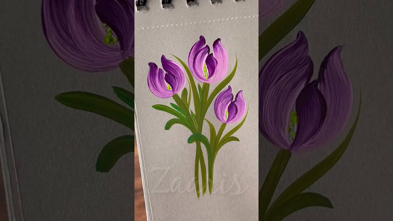 387 🌷👌Simple acrylic flower paitning #shorts #flowerart #acrylicpainting #shortsfeed #youtubeshorts