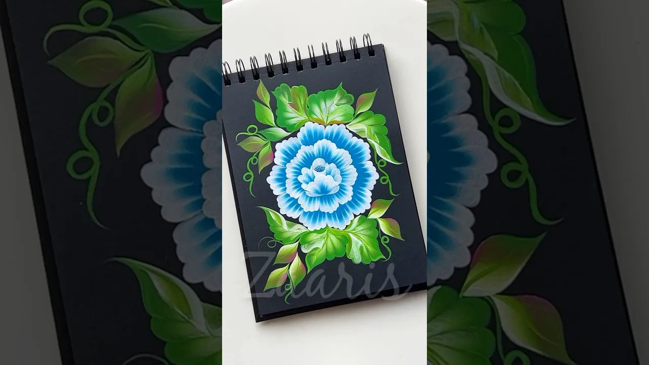 1128 🩵🤍💙🌸🌿💯Beautiful ONESTROKE 3D BLUE flower painting, using acrylic paints 🎨🎉🌺🫶🩵💙 #shorts