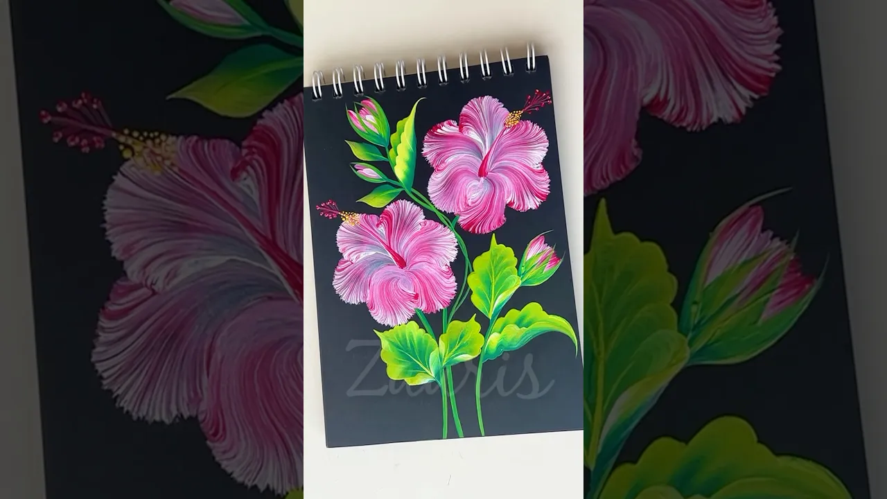 1231 🌺🫶💯🌿Wow, Beautiful 🌺HIBISCUS 🌺Flowers painting, using acrylic paints 🎨🌺🫶💯💖🌿❣️ #shorts