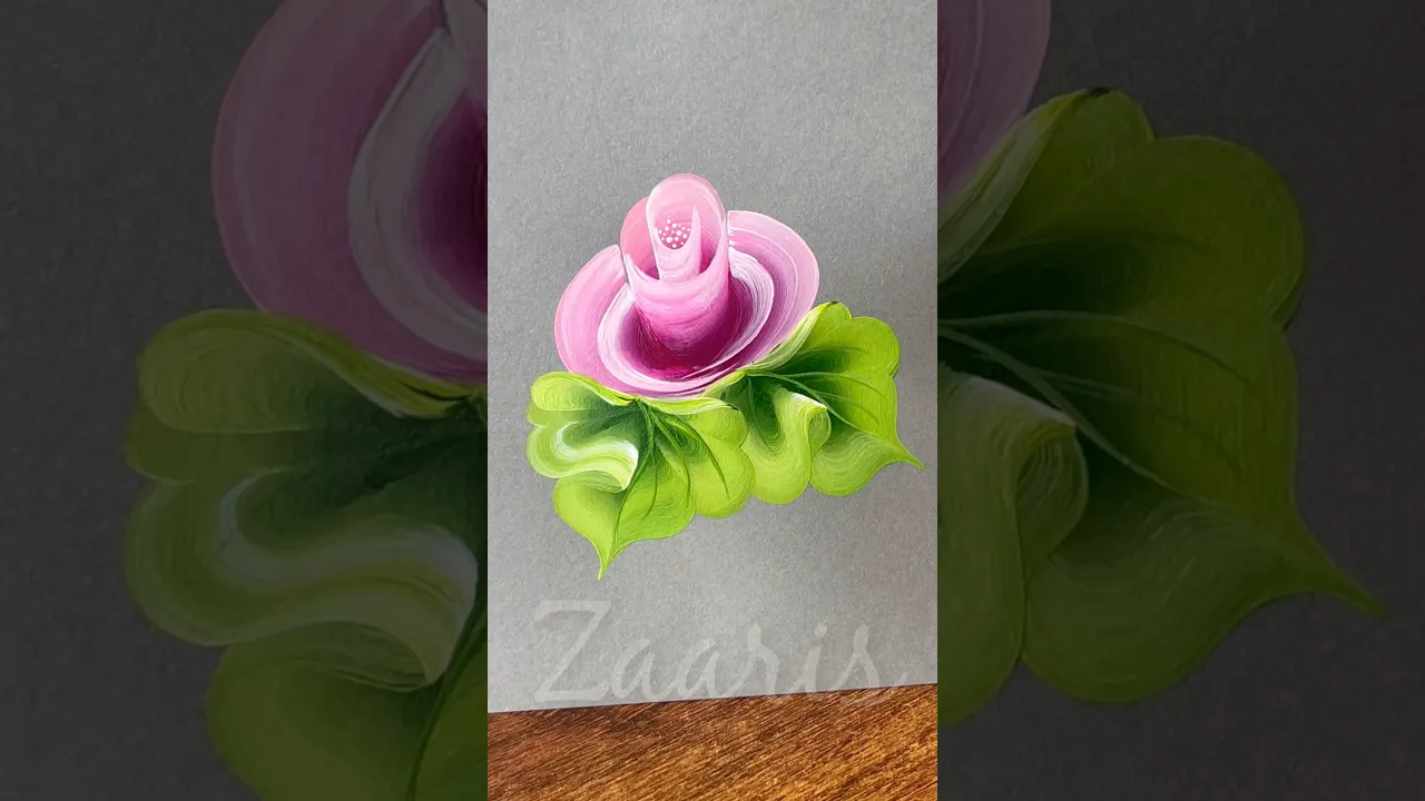 45 🌹Simple PINK ROSE 🥀 acrylic painting 💯🎨 #shorts #viral #art #pinkrose #acrylic #painting #reels