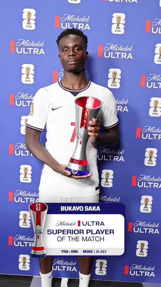 Chosen by the fans： Bukayo Saka, your @Michelob ULTRA Superior Player...