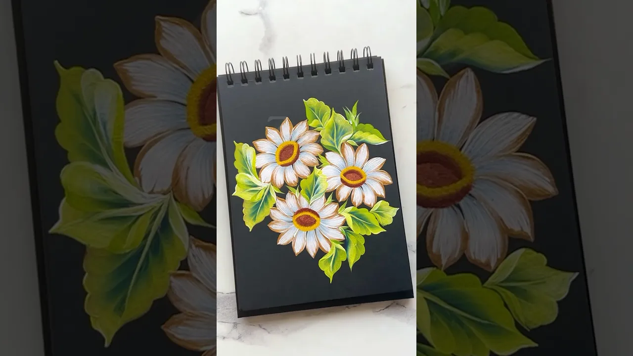 903 🫶🌺🎨Simple WHITE & GOLD flower painting using acrylic paints 🎨🎉💯 #flowerpainting #shorts #art