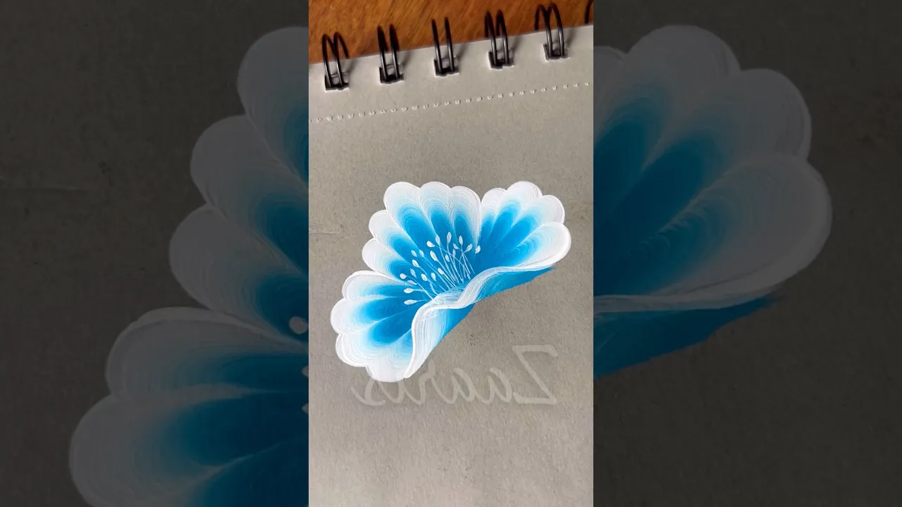 1046 🩵🌺💯🫶💙Simple blue flower painting using acrylic paints 💯🎨🫶💙🩵 #flowerpainting #shorts #art
