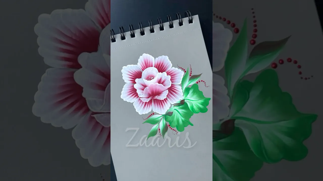 1196 ❣️🌹🥀💯🎨Beautiful CABBAGE ROSE 🌹 painting, using acrylic paints 🎨🌹🎊🌿🎉🥀💯🎉 #shorts