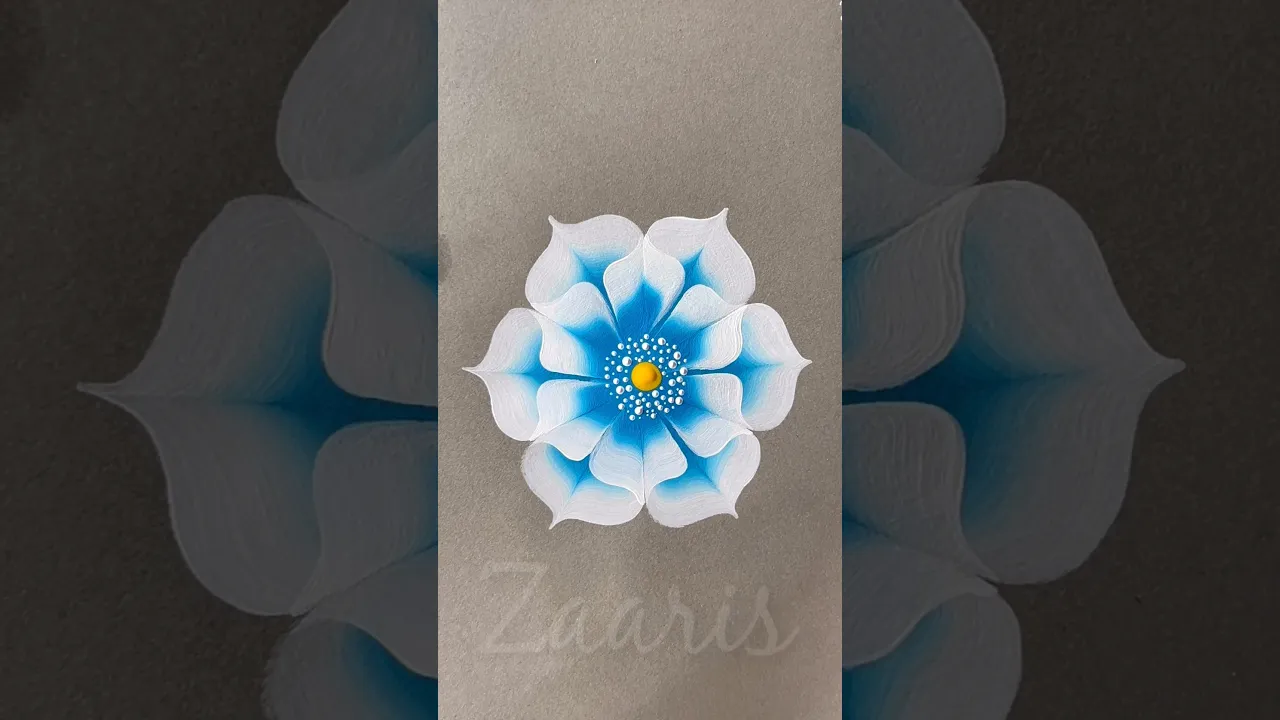 322 Blue 3D flower painting ｜ Acrylics 🩵🎨🖌️ #acrylicpainting #brushstrokes #beginnerfriendly