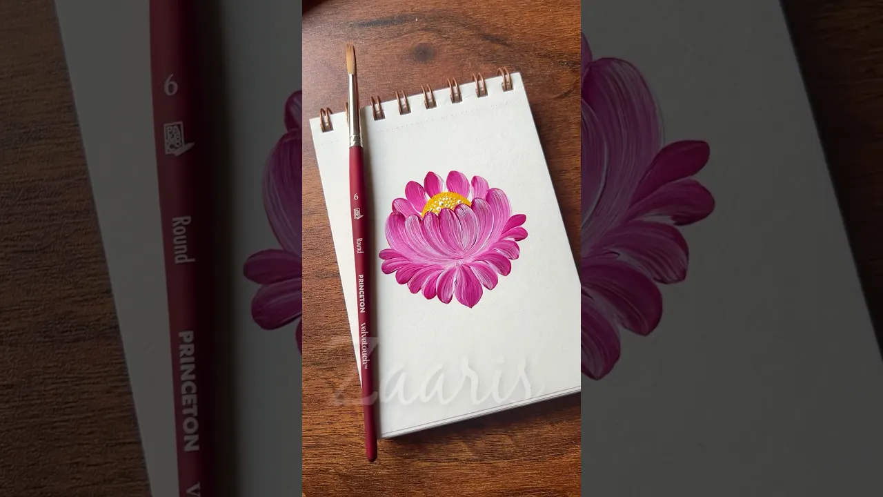 1073 🌺🌸💯🎨💖🎉Easy PINK FLOWER painting trick, using acrylic paints 🎨🎉🫶💯🌸🌺 #shorts