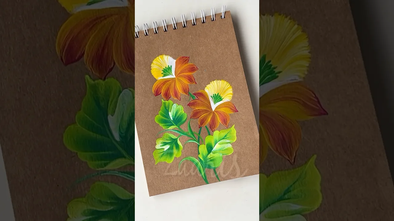 1110 🌼🎨Beautiful YELLOW FLOWERS painting, using acrylic paints 🎨💛🌼🌿🎉 #shorts