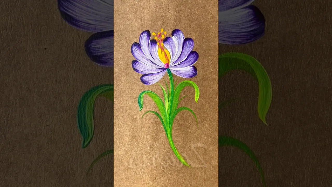 301 💜💚Beginner Art ｜ Simple flower 🖌️🎨 #beginnerfriendly #flowers #art #beautifulflowers