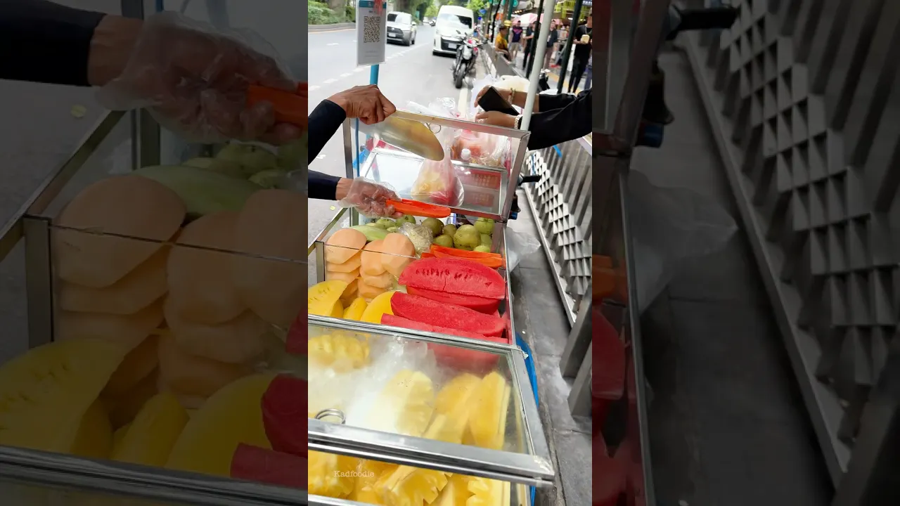 Fresh Tropical Fruit Cutting in Bangkok