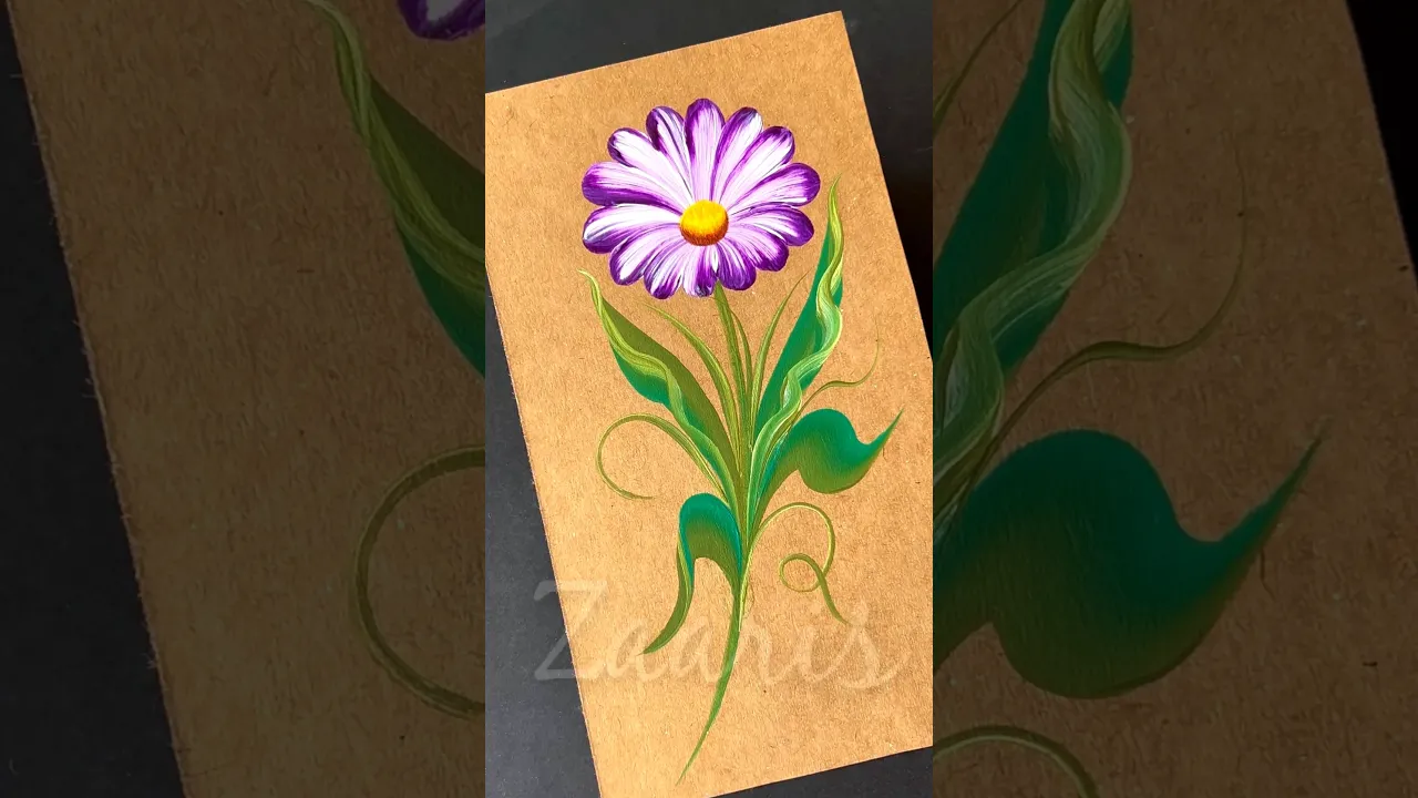 444 💜🤍 Gorgeous VIOLET FLOWER Painting using acrylic paints & simple round brush strokes 🖌️🫶🏻🎨