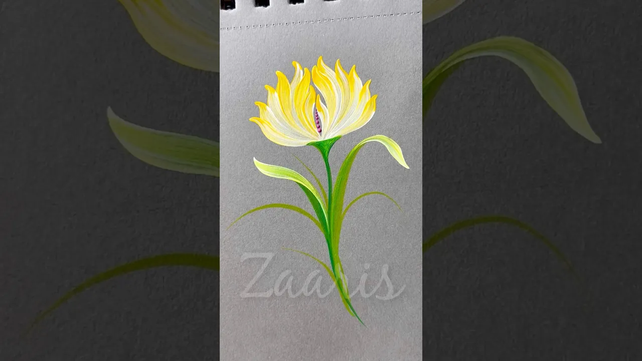 1038 💛🌼💯🎨Simple YELLOW flower painting trick, using acrylic paints 🌼💛💯🎨 #flowerpainting #shorts