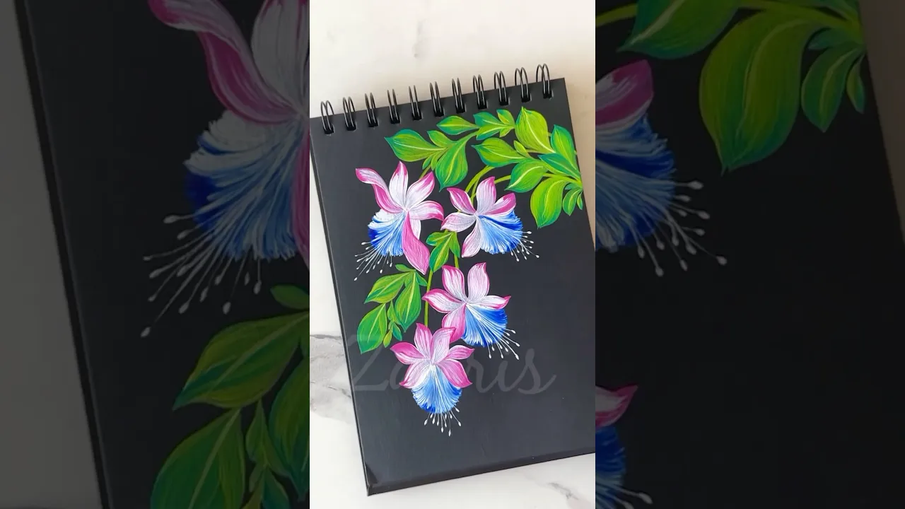 1300 💙💖Beautiful Onestroke Hanging flowers acrylic painting 🫶🌿🎨💯 #shorts