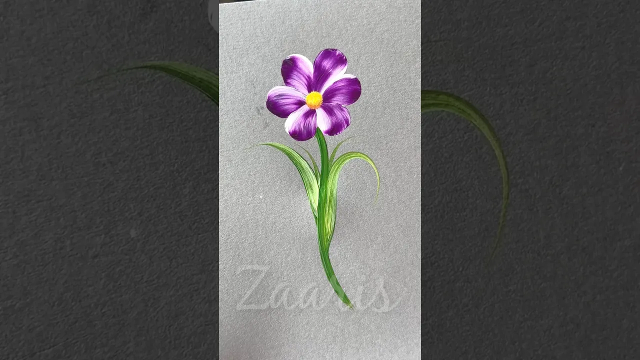 64 💜PURPLE flower acrylic🖌️🎨 tutorial 4 beginners🪻#shorts #viral #art #beginners #purple #tutorial