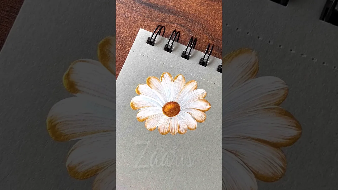 490 Beautiful WHITE & GOLD flower painting using acrylic paints & simple round brush strokes 🖌️🎨
