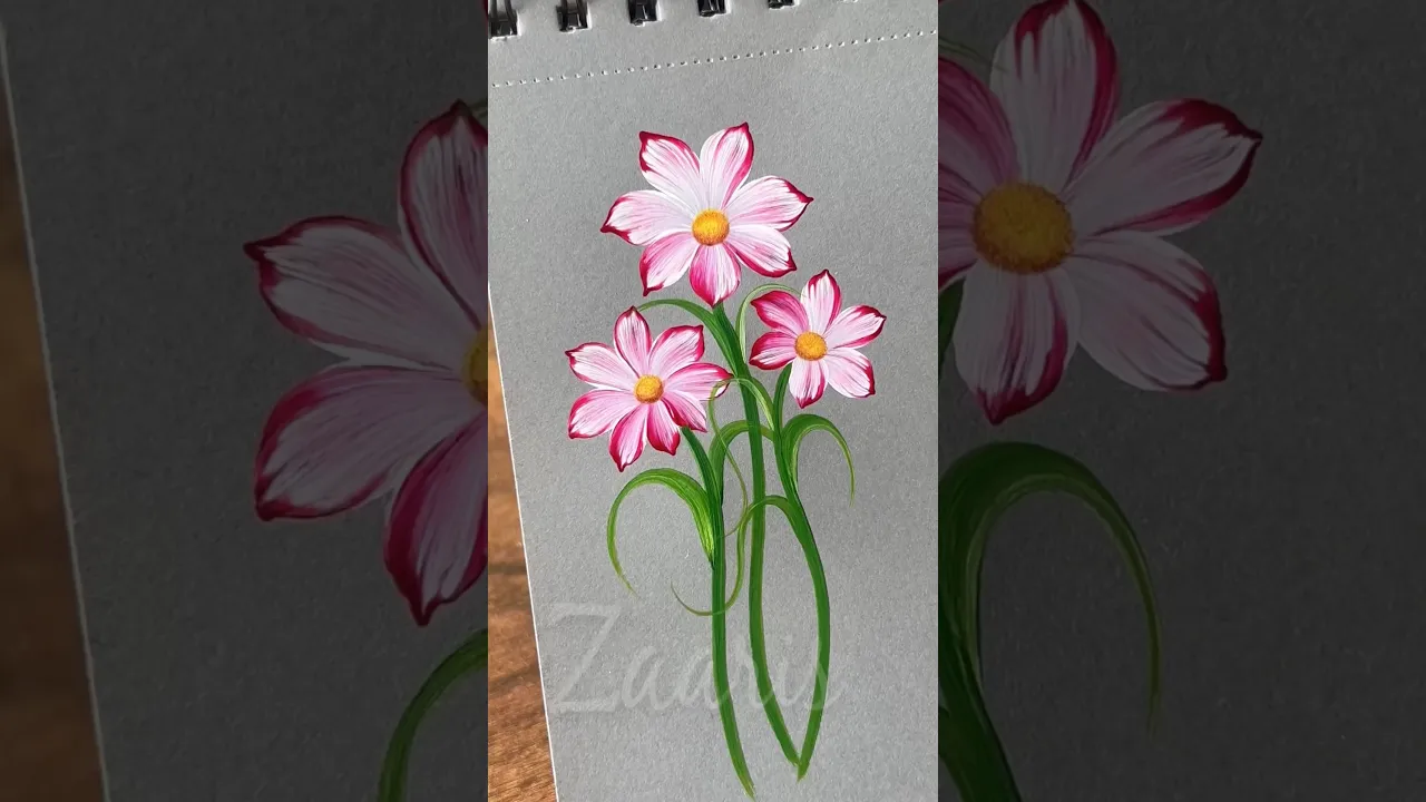 02 🌺💯RED❤️flowers🌺acrylic 🖌️🎨#shorts #viral #flowers #art #acrylic #flowerpainting #red