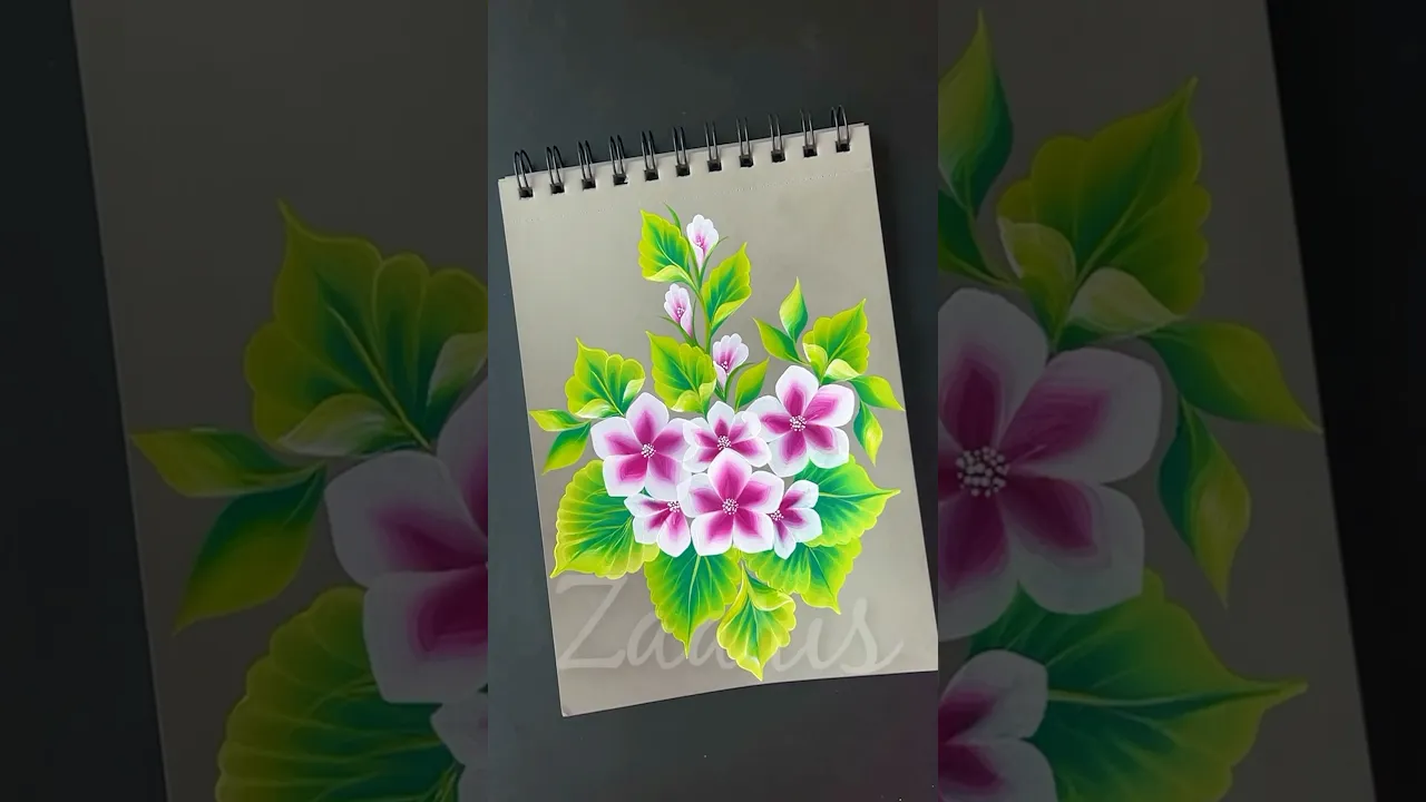 1171 🌸💖💯🎨🫶Beautiful ONESTROKE PINK FLOWERS 🎨, using acrylic paints 🌸🌺💯🫶🎉✨🌸💖🎊🌿 #shorts