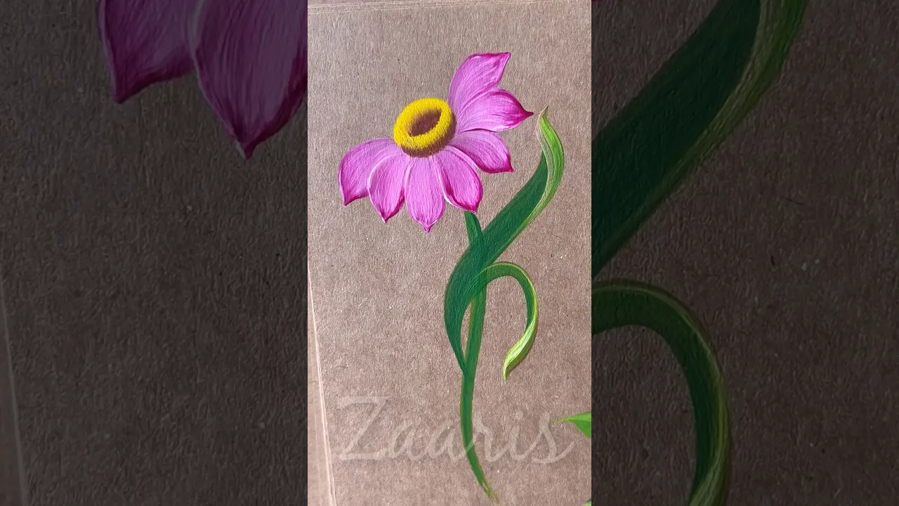 116 Simple PINK flower 🌸 acrylic 🖌️🎨 #shorts #ytsearch #pinkflowers #acrylicpainting #simple #viral