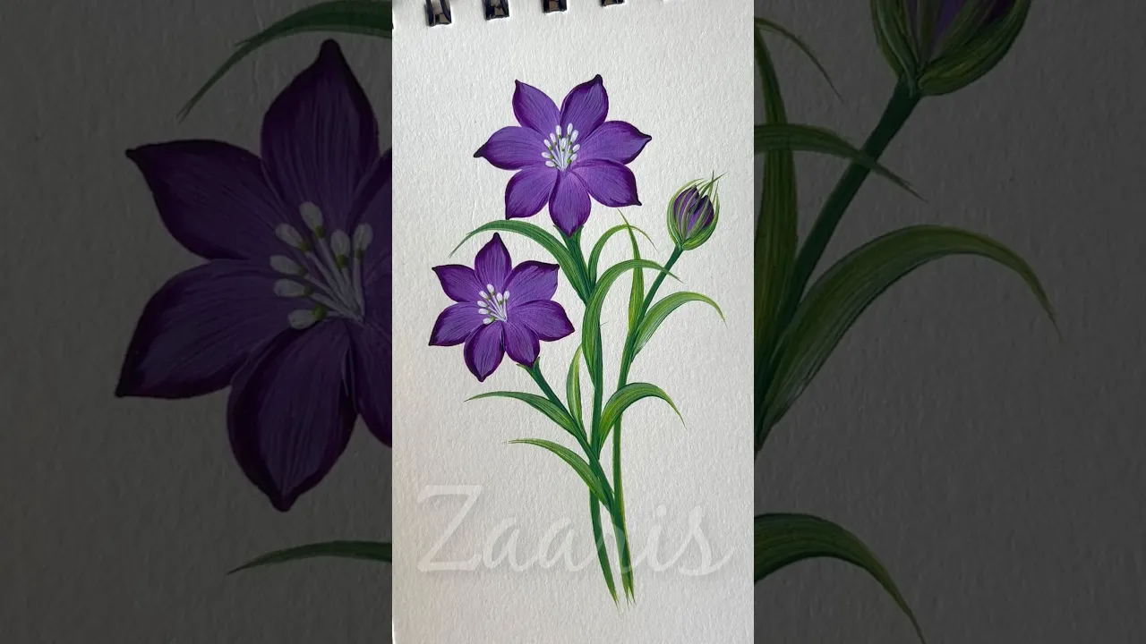 55 💜🪻Wow🌈Elegant PURPLE flower acrylic 🖌️🎨#shorts #viral #flowers #purple #wow