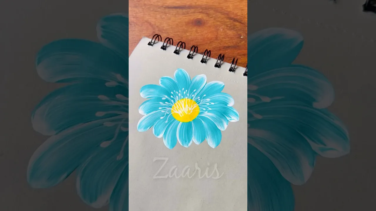 1209 🩵🤍Easiest BLUE and WHITE flower painting,using acrylic paints 🎨🎉💯💙🩵🤍🫶✨🎊🌿 #shorts