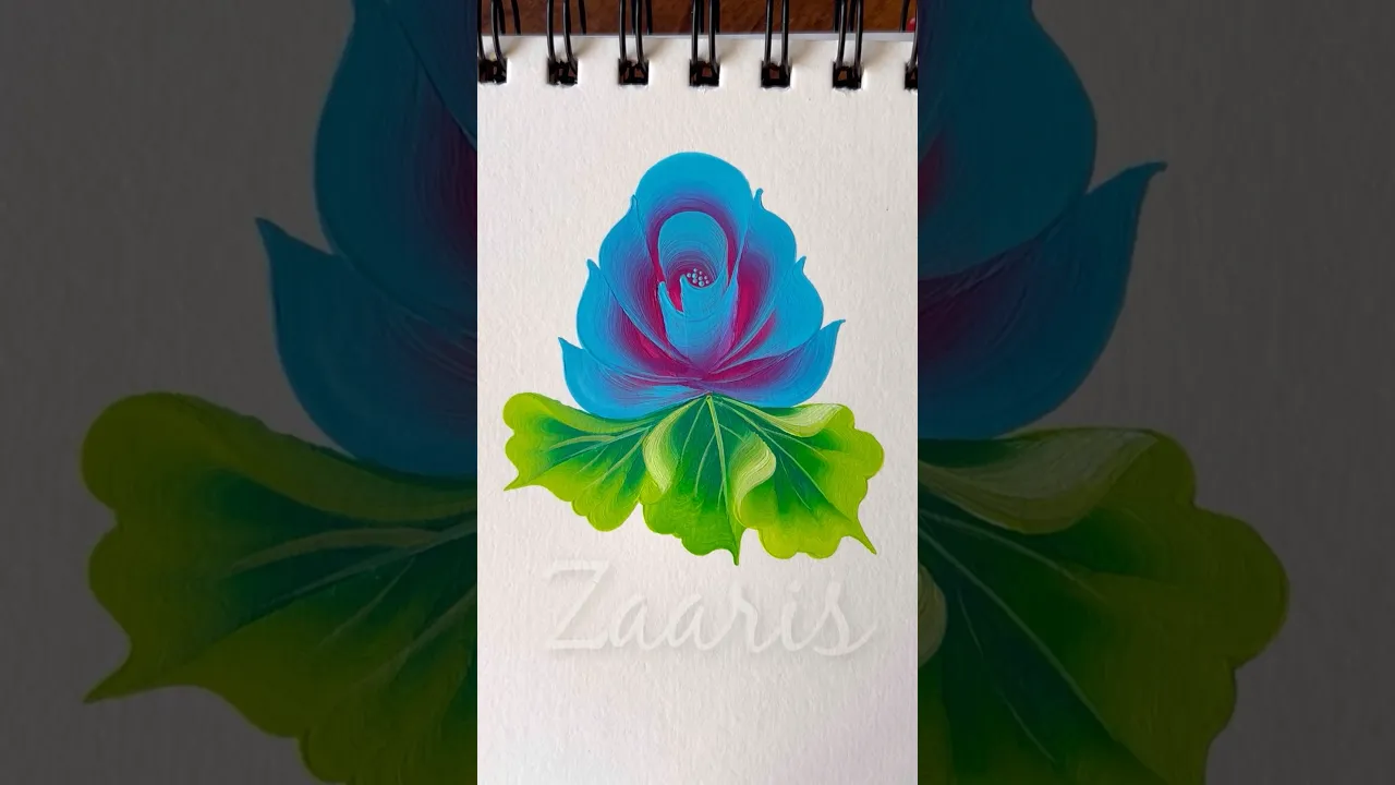 995 💙🩷💯🎨Simple ROSE flower and leaves painting using acrylic🎨🌺🎉💯 #flowerpainting #shorts #art