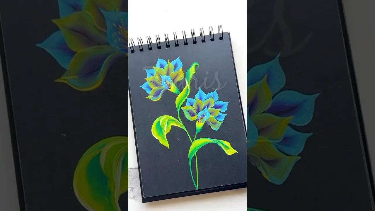 874 🩵💜💛Beautiful ONESTROKE Flowers painting using acrylic 🎨💯 #flowerpainting #shorts #art
