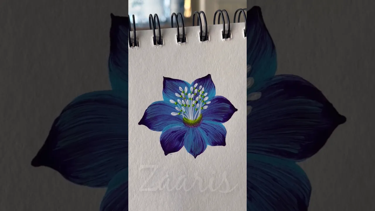 318 Flower painting for beginners💙💜 #art #beginnerfriendly #flowers #flowerart