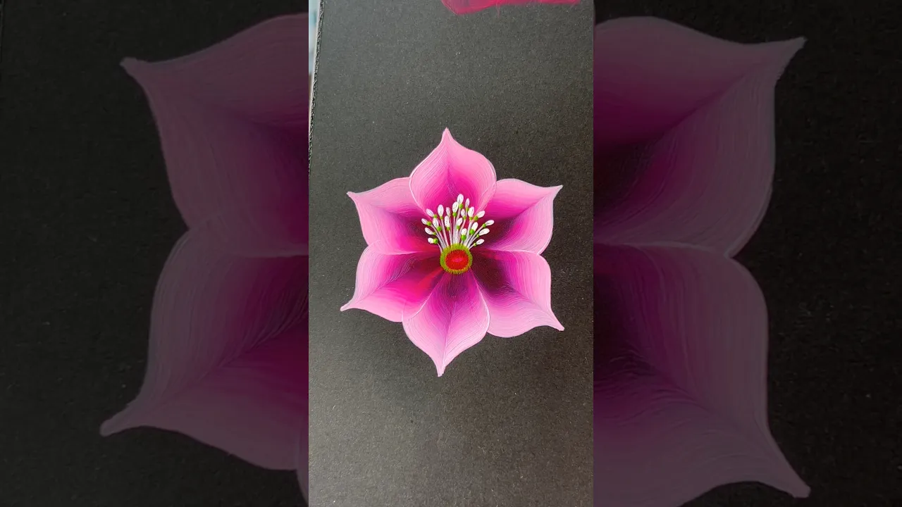 399 🌸👌🎨PINK acrylic painting idea👌🌸🎨💯 #art #flowerart #painting #pinkflowers