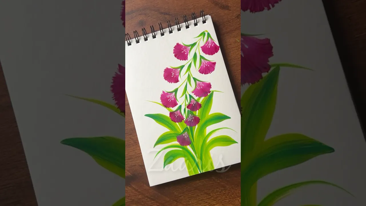 926 💖💯Beautiful PINK HANGING flowers painting design using acrylic 🎨💯 #flowerpainting #shorts #art