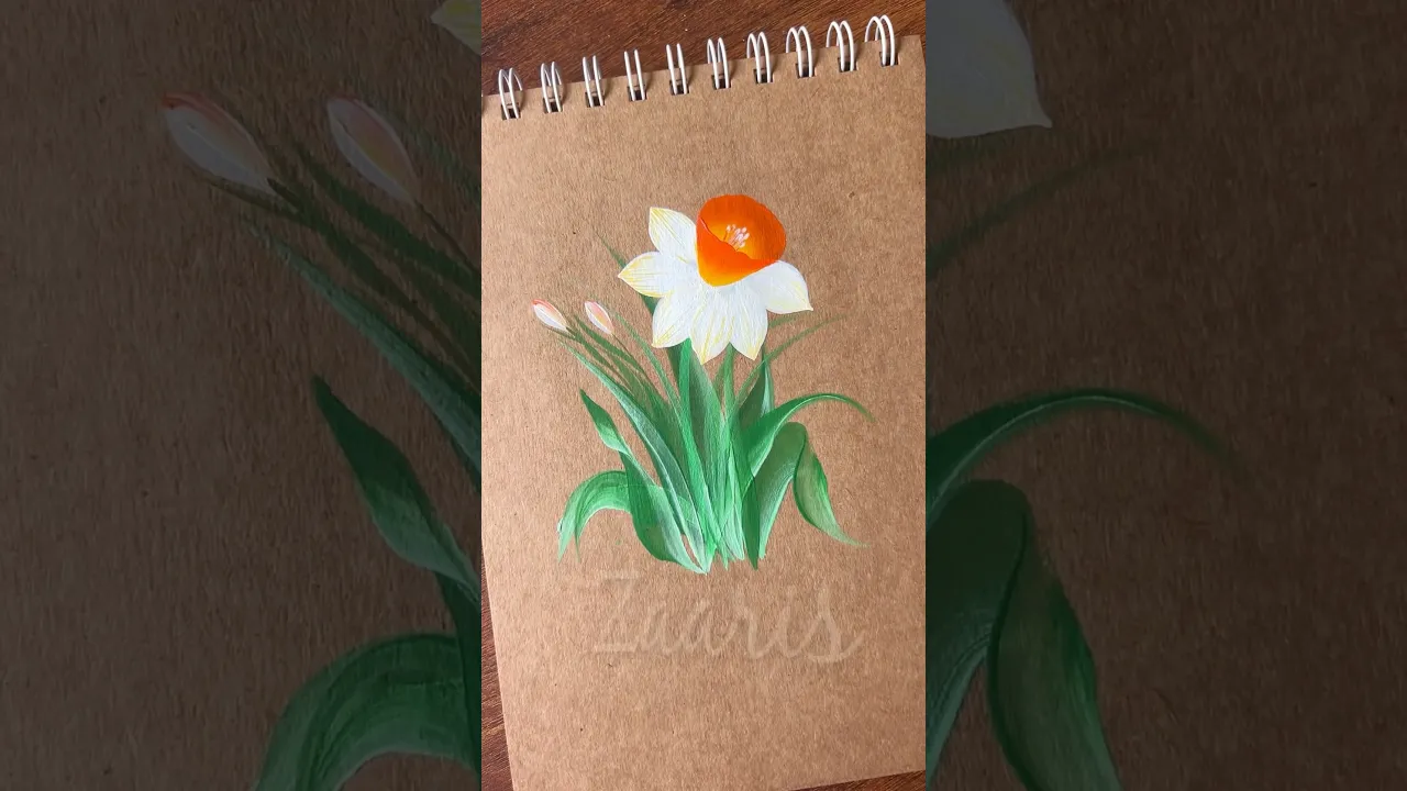1186 💛🌼🎉🎊💯DAFFODIL Flower painting,using acrylic paints 🎨🎊💯🎉🌼🫶💛✨ #shorts