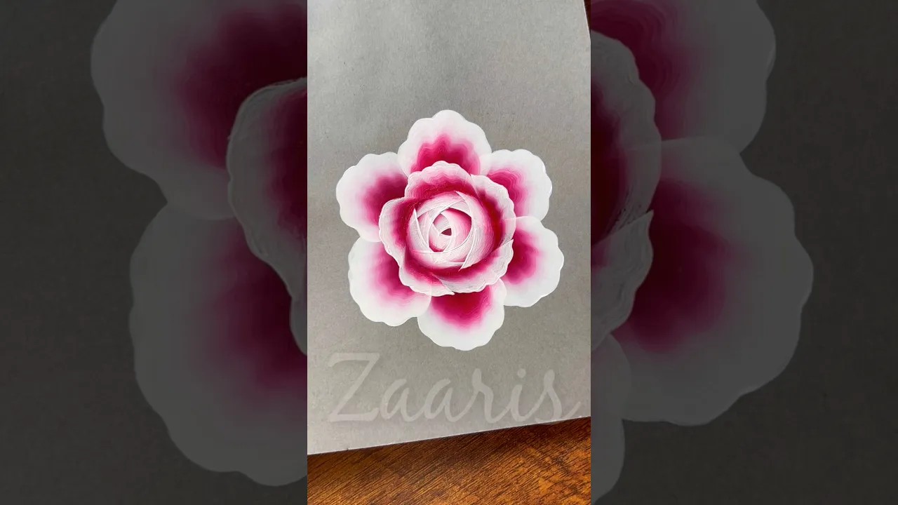 877 🌹💯🫶Beautiful CABBAGE ROSE flower painting using acrylic 🎨🌹💯🫶 #flowerpainting #shorts #art