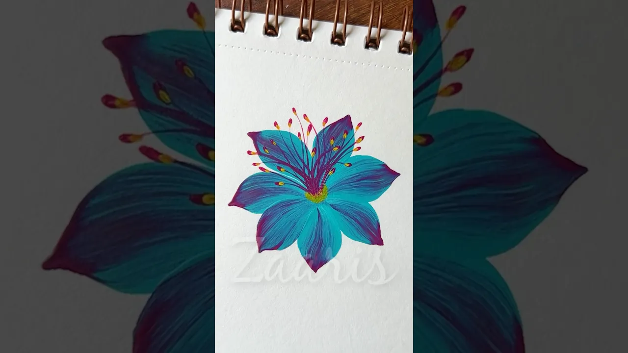 1028 🩵💖💯🎨Simple round brush flower painting using acrylic 🎨💯💖🌸 #flowerpainting #shorts #art