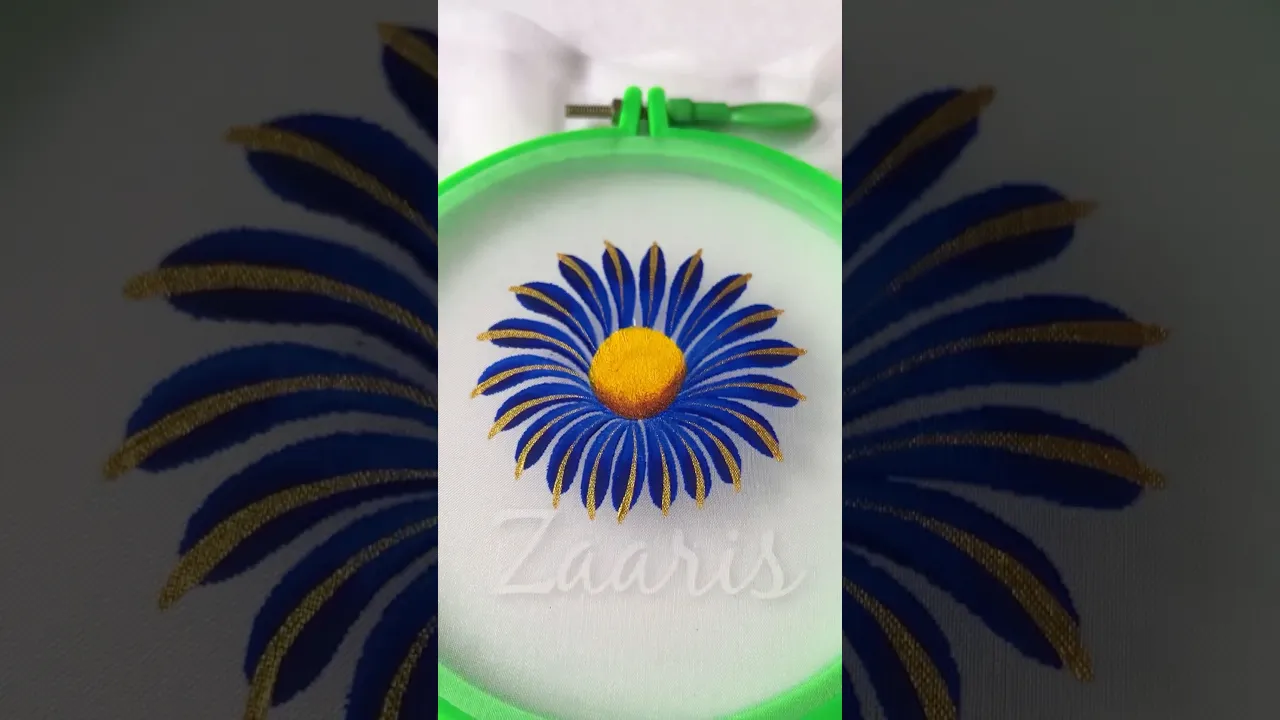 1147 💙💯🎨🌿🌼💜💖🌸🌺 Stunning BLUE & GOLD flower🫶FABRIC PAINTING 🫶💯🎨🌼🌸🌺🎉✨🎊💙 #shorts
