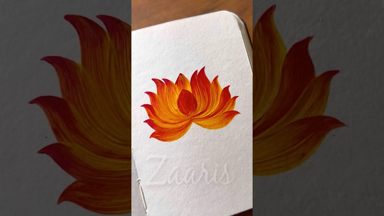 887 💛❤️🎨🪷Simple LOTUS flower painting using acrylic paints 🎨💛❤️ #flowerpainting #shorts #art